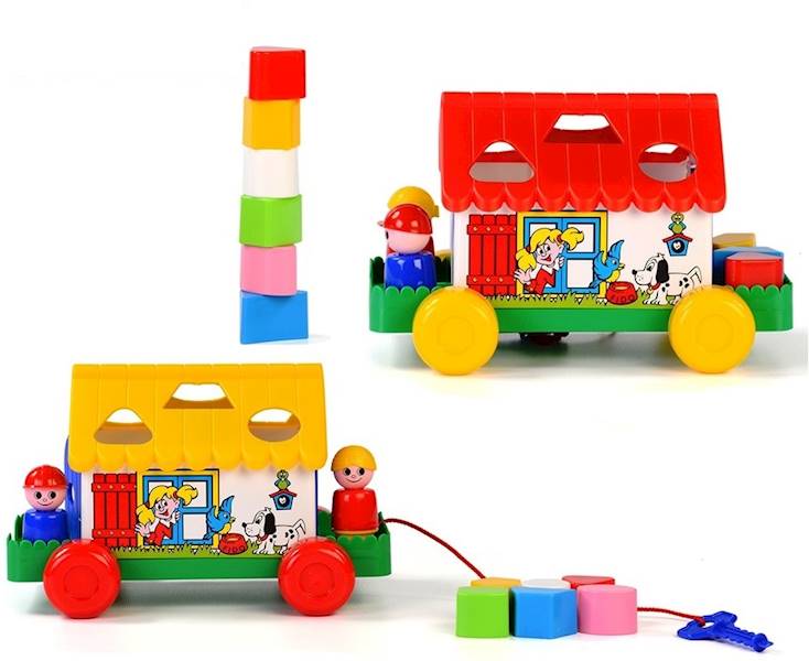 6202 DOMEK NA PLATFORMIE Z KÓŁKAMI + KLOCKI POLESIE