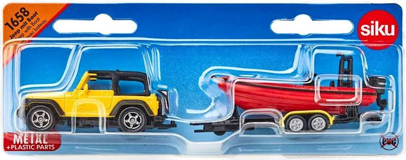 1658 SIKU SAMOCHÓD JEEP Z PRZYCZEPĄ I ŁODZIĄ