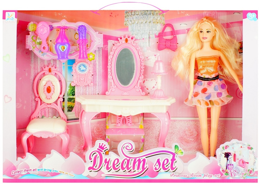 7166 LALKA 29cm + MEBELKI DLA LALEK TOALETKA