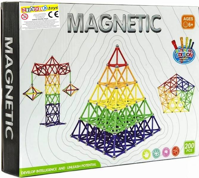 * 2549 KLOCKI 200 elementów MAGNETYCZNE KONSTRUKCYJNE 