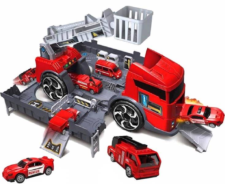 * 2631 AUTO 2w1 TIR CIĘŻARÓWKA TRANSPORTER +PARKING STRAŻ 