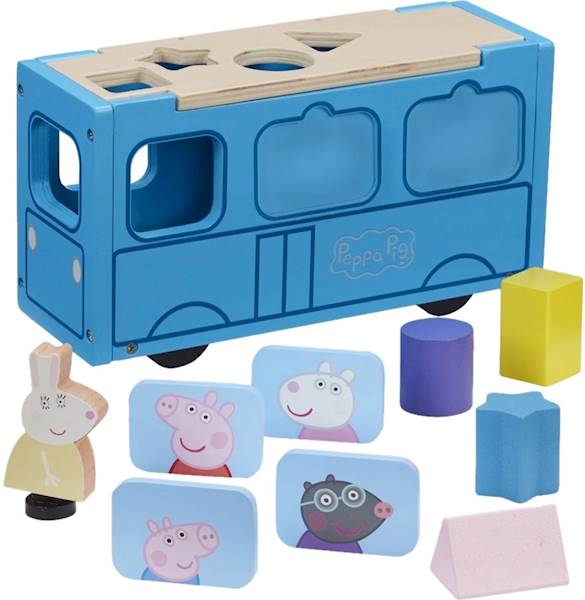 2223 ŚWINKA PEPPA DREWNIANY AUTOBUS SORTER 