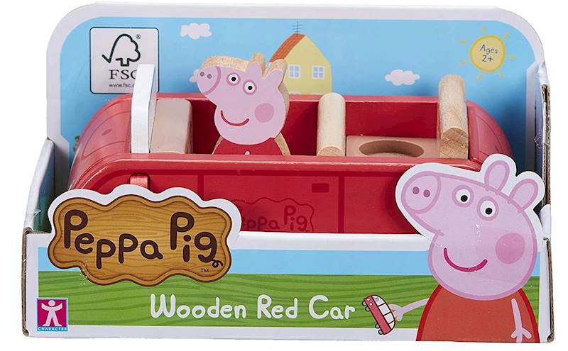 2087 ŚWINKA PEPPA DREWNIANE AUTO + FIGURKA
