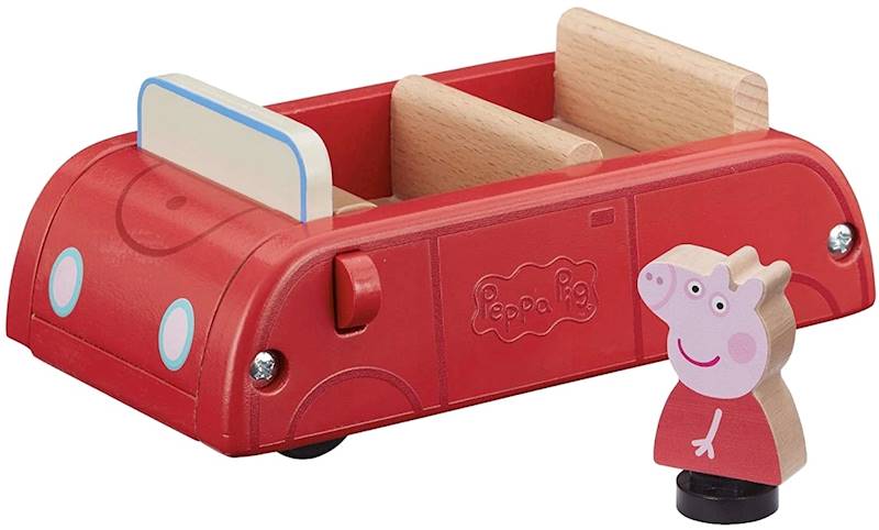 2087 ŚWINKA PEPPA DREWNIANE AUTO + FIGURKA