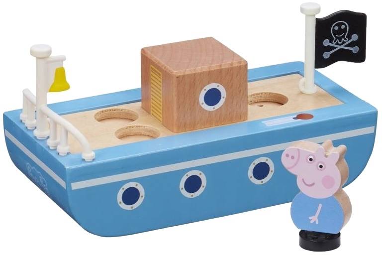 2094 ŚWINKA PEPPA DREWNIANA ŁÓDKA + FIGURKA