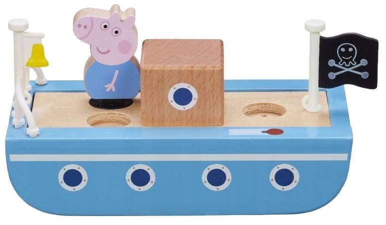 2094 ŚWINKA PEPPA DREWNIANA ŁÓDKA + FIGURKA