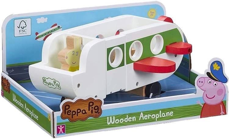 2117 ŚWINKA PEPPA DREWNIANY SAMOLOT + FIGURKA