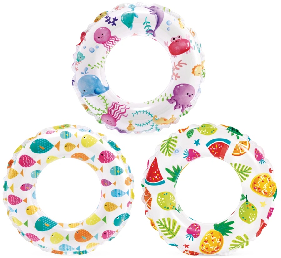 59241 Koło do Pływania Dmuchane dla Dzieci 61 cm Basen Plaża 3 Wzory Intex