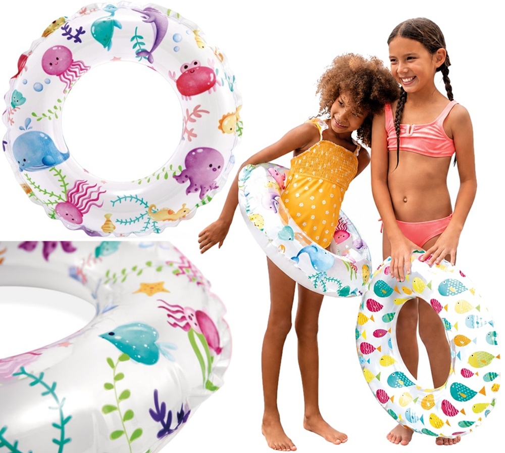 59241 Koło do Pływania Dmuchane dla Dzieci 61 cm Basen Plaża 3 Wzory Intex