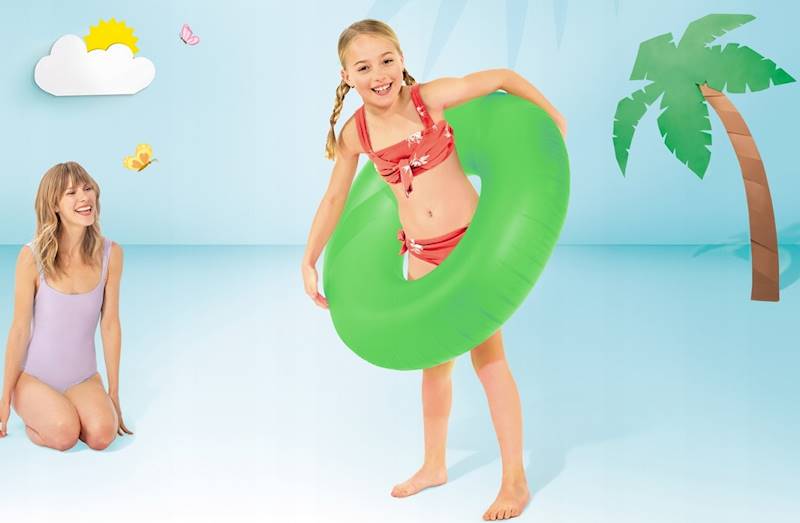 59262 DUŻE 91cm NEONOWE DMUCHANE KOŁO KÓŁKO INTEX