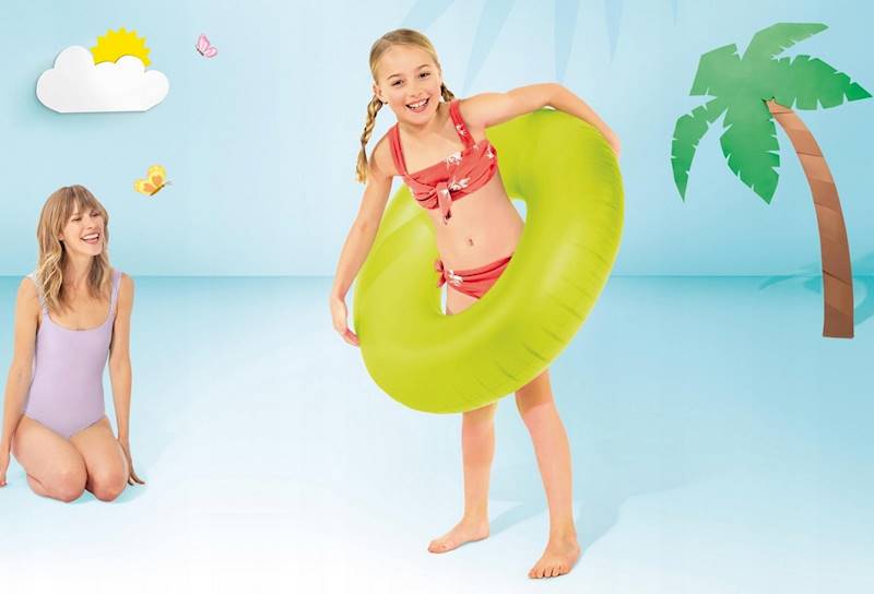 59262 DUŻE 91cm NEONOWE DMUCHANE KOŁO KÓŁKO INTEX