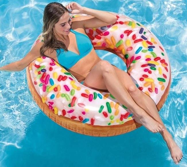 56263 KOŁO 99cm DUŻE DMUCHANE KOŁO DONUT PĄCZEK INTEX
