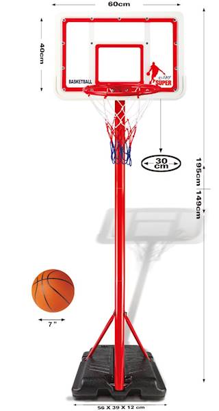 * 3522 Zestaw do kosza 195cm solidny metalowy kosz koszykówka Nba