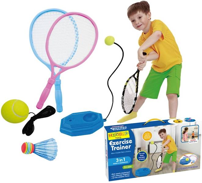 * 4017 ZESTAW DO TENISA DWIE RAKIETY + TRAINER TENIS
