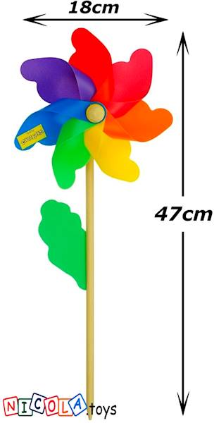 * 3720 KOLOROWY DREWNIANY WIATRACZEK WIATRAK 18 x 47 cm OPA.