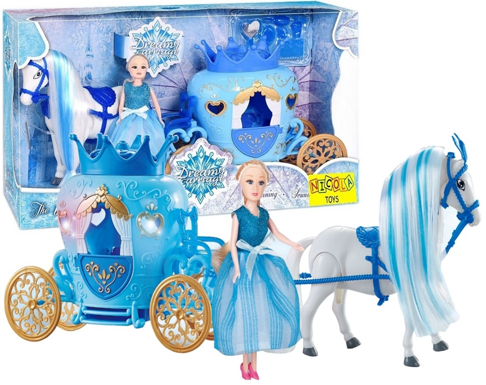 * 4260 KARETA DLA LALEK + KOŃ CHODZĄCY LALKA KAROCA