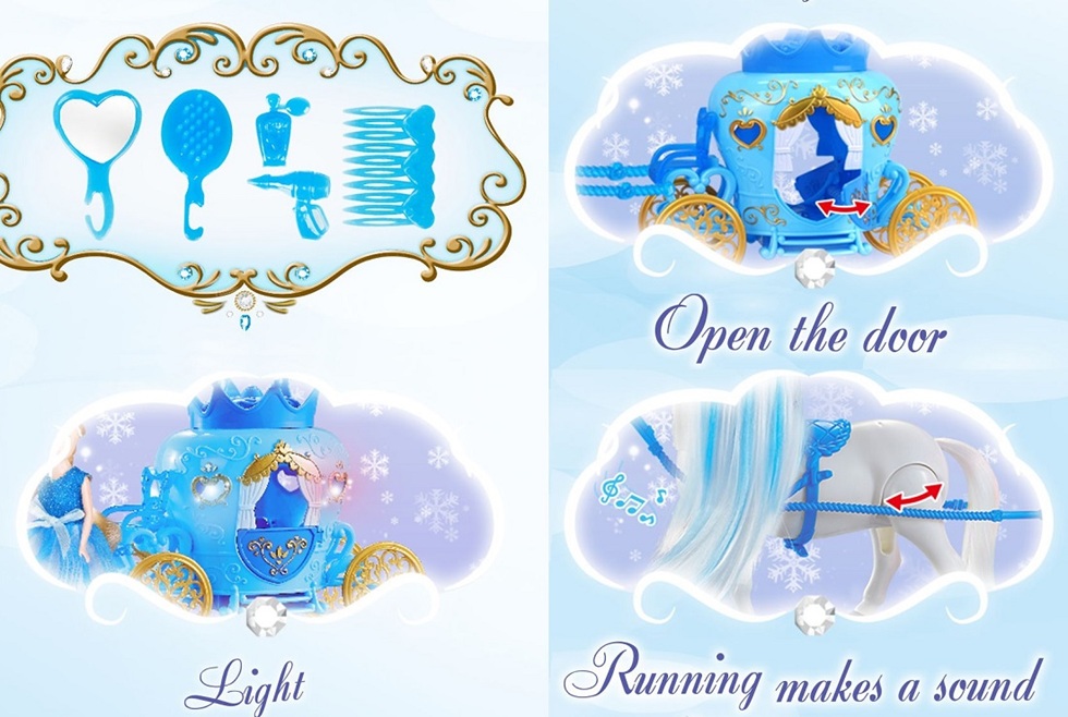 * 4260 KARETA DLA LALEK + KOŃ CHODZĄCY LALKA KAROCA