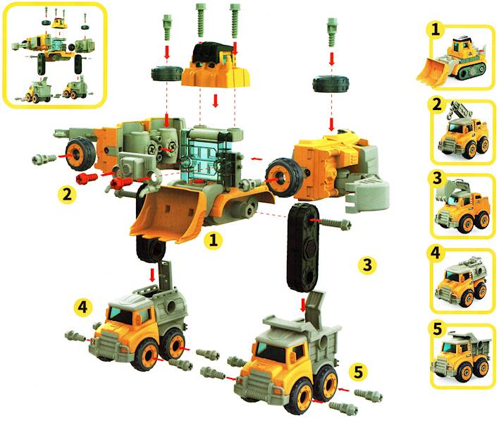 9660 5w1 SKRĘCANY ROBOT WYWROTKA KOPARKA SPYCHACZ DŹWIG