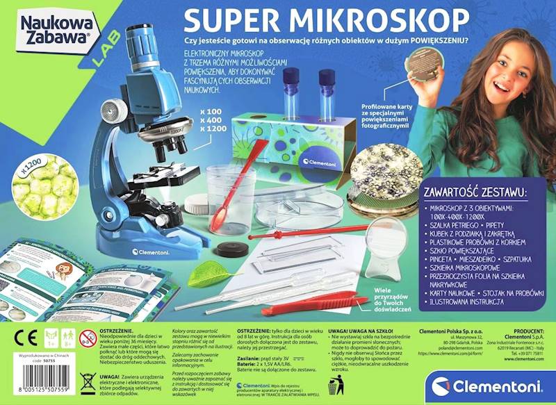 50755 CLEMENTONI NAUKOWA ZABAWA SUPER MIKROSKOP
