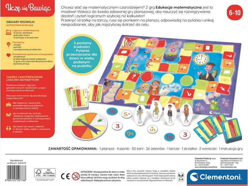 50778 CLEMENTONI GRA PLANSZOWA EDUKACJA MATEMATYCZNA