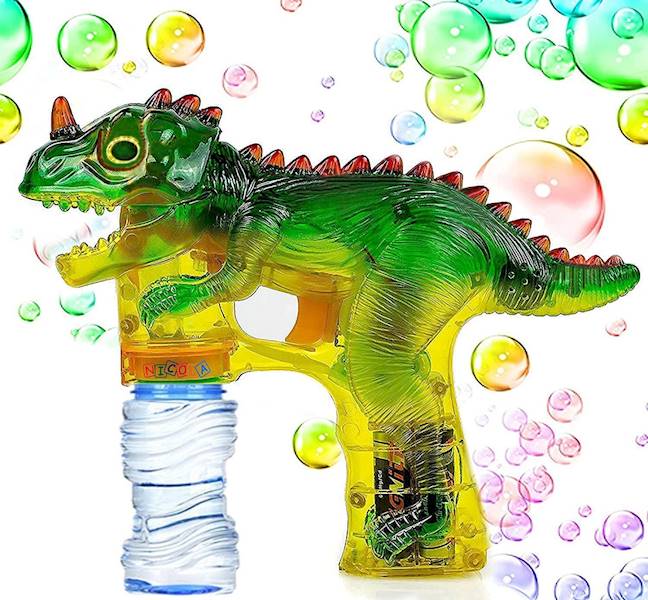 * 4741 DINOZAUR AUTOMATYCZNY PISTOLET NA BAŃKI MYDLANE NA BATERIE + 2 PŁYNY
