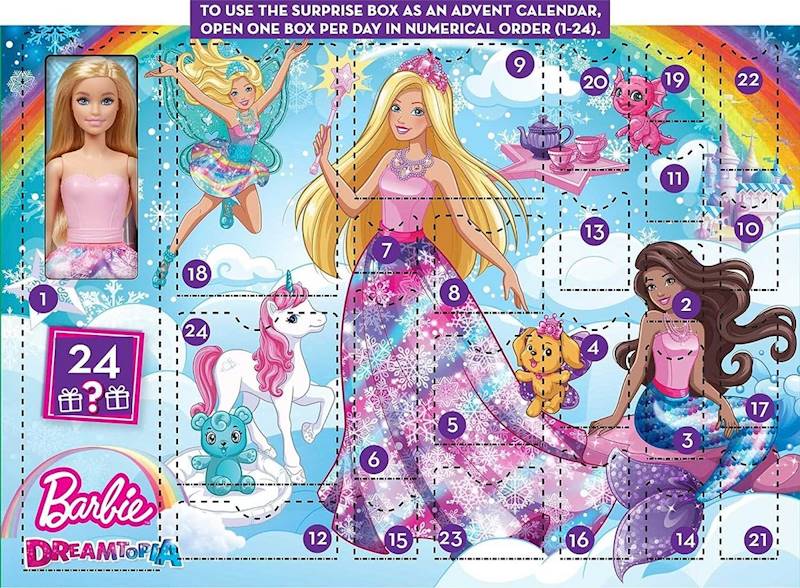 2684 BARBIE KALENDARZ ADWENTOWY + LALKA AKCESORIA 