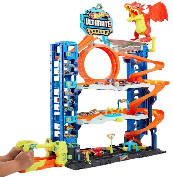 9722 HOT WHEELS MEGA GARAŻ ATAK SMOKA + POJAZDY I AKCESORIA