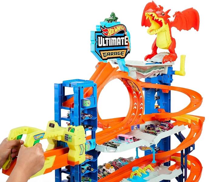 9722 HOT WHEELS MEGA GARAŻ ATAK SMOKA + POJAZDY I AKCESORIA