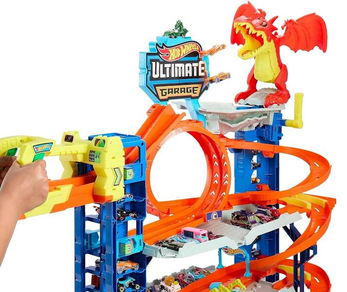 9722 HOT WHEELS MEGA GARAŻ ATAK SMOKA + POJAZDY I AKCESORIA