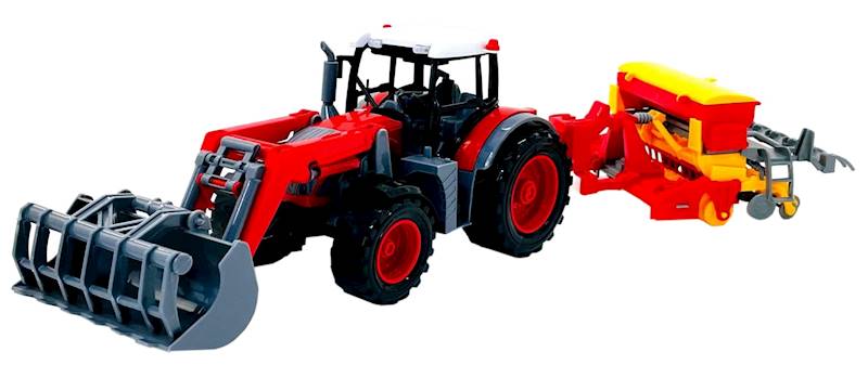 3810 Traktor z turem maszyna rolnicza – ciągnik z przyczepą zgrabiarka