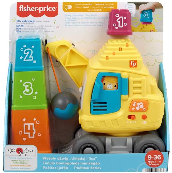 4166 FISHER-PRICE EDUKACYJNY WESOŁY DŹWIG UKŁADAJ I LICZ