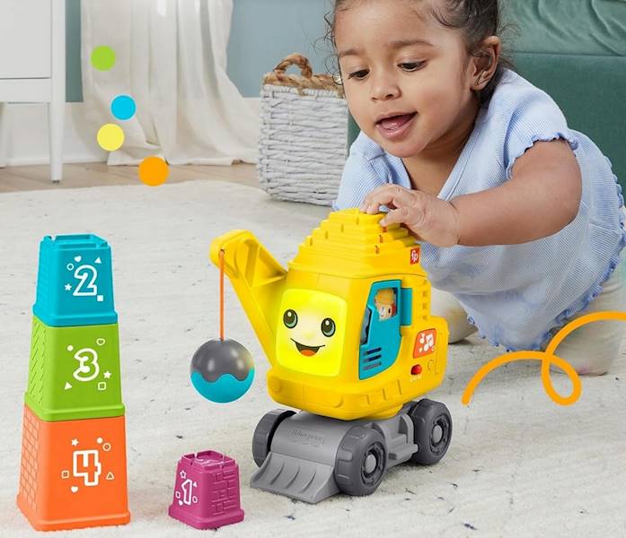 4166 FISHER-PRICE EDUKACYJNY WESOŁY DŹWIG UKŁADAJ I LICZ