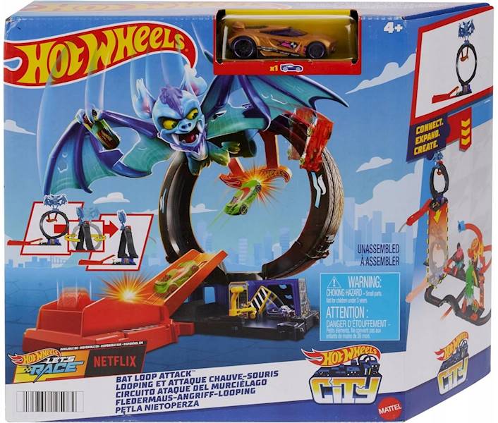 5084 HOT WHEELS PĘTLA NIETOPERZA WYRZUTNIA TOR + POJAZD