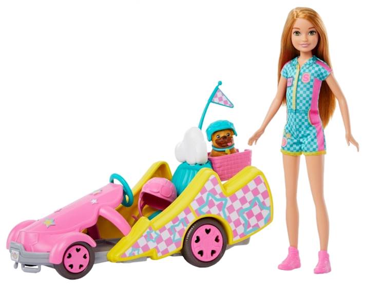 0325 POJAZD FILMOWY BARBIE GOKART + LALKA STACIE I AKCESORIA 