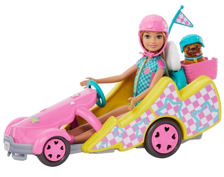 0325 POJAZD FILMOWY BARBIE GOKART + LALKA STACIE I AKCESORIA 