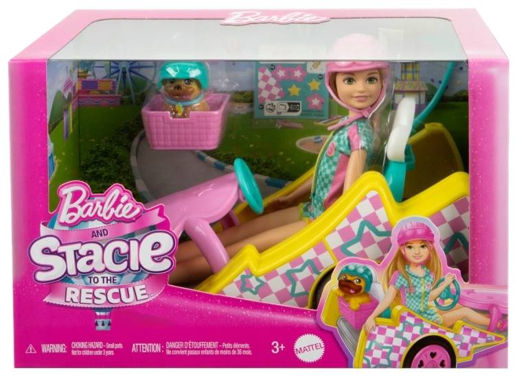 0325 POJAZD FILMOWY BARBIE GOKART + LALKA STACIE I AKCESORIA 