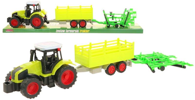 9839 TRAKTOR Z NAPĘDEM + 2 MASZYNY ROLNICZE PRZYCZEPA FARMA