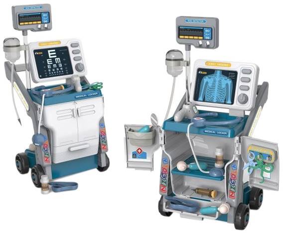 * 5878 DUŻY ZESTAW MAŁEGO LEKARZA DOKTOR WÓZEK RENTGEN KROPLÓWKA EKG RTG
