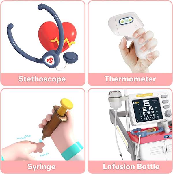 * 5878 DUŻY ZESTAW MAŁEGO LEKARZA DOKTOR WÓZEK RENTGEN KROPLÓWKA EKG RTG