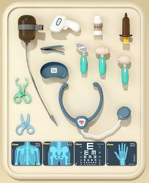 * 5878 DUŻY ZESTAW MAŁEGO LEKARZA DOKTOR WÓZEK RENTGEN KROPLÓWKA EKG RTG