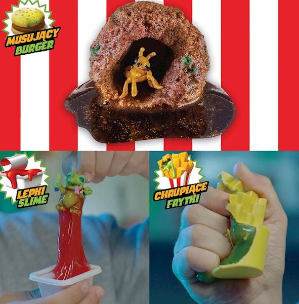 0382 TERROR FRIED FASTFOODZIAKI OBŚLIZGŁY BURGER FIGURKI + AKCESORIA