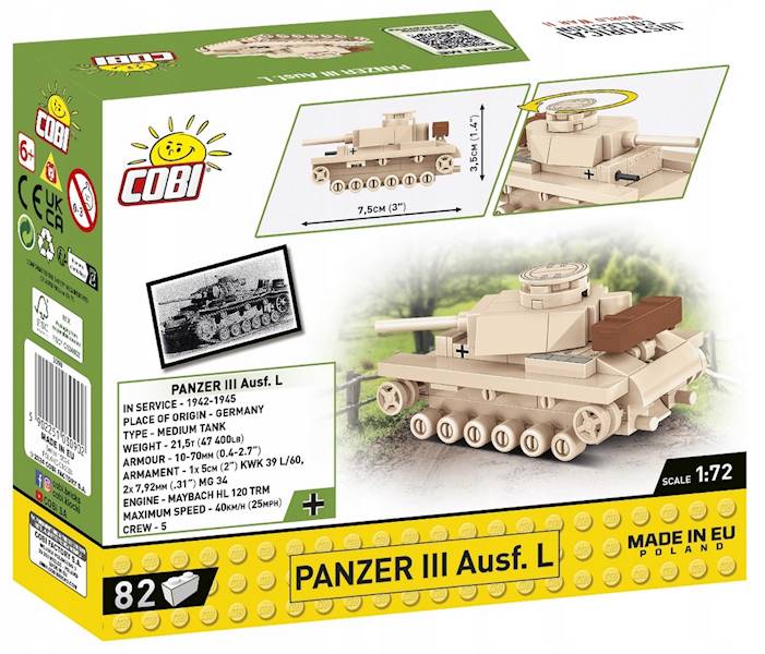 0902 KLOCKI COBI HISTORICAL COLLECTION PANZER III AUSF.L