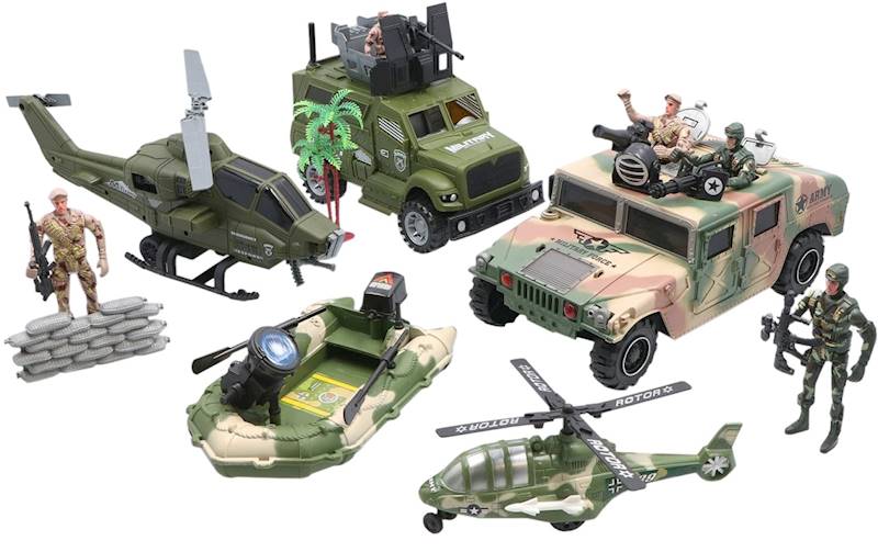 8983 OLBRZYMI ZESTAW MILITARNY JEEP WOJSKOWY PONTON HELIKOPTER+ ŻOŁNIERZYKI