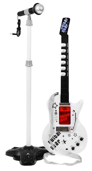 8634 ZESTAW MAŁEGO MUZYKA GITARA ELEKTRYCZNA + MIKROFON I WZMACNIACZ
