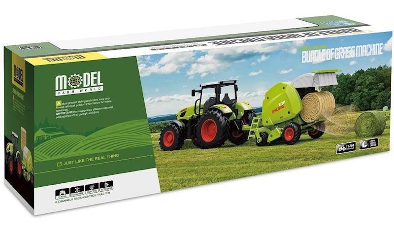 * 2242 TRAKTOR ZDALNIE STEROWANY METAL RC + MASZYNA BELARKA