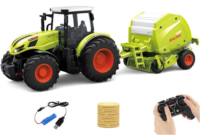 * 2242 TRAKTOR ZDALNIE STEROWANY METAL RC + MASZYNA BELARKA