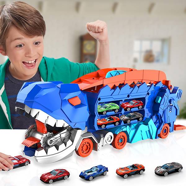 * 2228 TRANSPORTER DINOZAUR RAMPA DO ŚCIGANIA ZJEŻDZALNIA CIĘŻARÓWKA 2 RESORKI