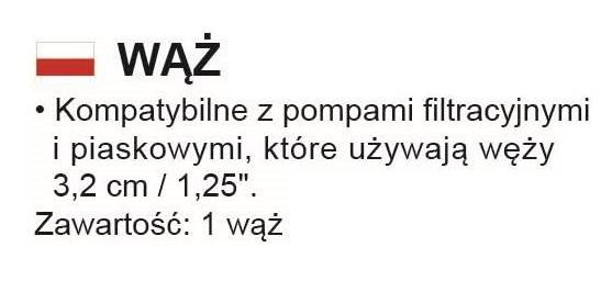 58369 Wąż 3m basenowy do pompy filtrującej Bestway