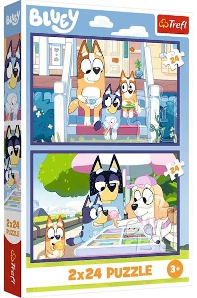 4462 Trefl puzzle 2x24 elementy Zabawna Bluey dwa obrazki