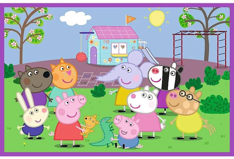 4356 Trefl Puzzle 2x24 elementy Świnka Peppa na placu zabaw